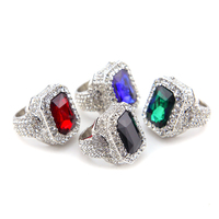 GZYS – bijoux Hip Hop pour hommes, grandes bagues en pierre de rubis en Jade, vente en gros