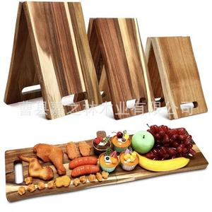 Tabla de madera de acacia plegable rectangular con soporte para fiestas y uso doméstico, bandeja de madera maciza para pasteles y filetes - Product Image 1