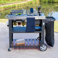 AJUNION Chariot à grillades en acier Armoire de cuisine extérieure BBQ Chariot à îlot avec roues
