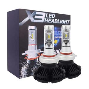 Factory Supply Tri-color Fanless X3 Led Headlight 50w 6000lm H11 H4 H7 H8 9005 9006 3000K 6500K 8000K Led Auto Headlight <b>Bulbs</b> - Product Image 1