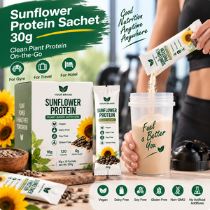 Proteína de Semilla de Girasol <span class=keywords><strong>en</strong></span> Sobres Individuales de 30g, Proteína Vegetal Vegana <span class=keywords><strong>en</strong></span> <span class=keywords><strong>Polvo</strong></span> <span class=keywords><strong>para</strong></span> Gimnasio, Hotel, Viajes, Distribuidores - Product Image 1