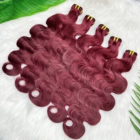 Extensions de cheveux humains brésiliens vierges non traités, ondulés, alignés aux cuticules, couleur rouge 99j, lots de tissages de cheveux naturels de vison, fournisseur