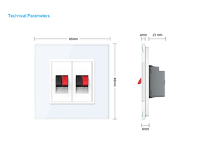 <span class=keywords><strong>Prise</strong></span> murale audio LIVOLO standard britannique 86*86mm 2 modules avec support, borne haut-parleur Hi-Fi premium pour home cinéma et systèmes audio - Product Image 6