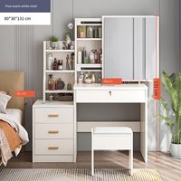 Coiffeuse moderne en bois sur pied avec miroir éclairé et tiroirs pour chambre et salon