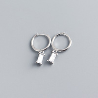 Boucles d'oreilles tendance pour femme, mini pendantes, plaquées or, en argent tibétain, avec fleur, diamant et zircone cubique, style Huggie Hoop
