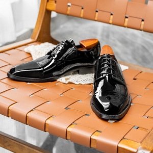 Zapatos Oxford de Vestir Formales para Hombre, de Charol, con Punta Puntiaguda, con Cordones, de Color Sólido, para Todas las Temporadas, Envío Directo - Product Image 4