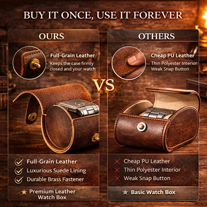 Étui de voyage en cuir pour montre avec logo personnalisé, livraison rapide, boîte à montre de luxe faite à la main, étui portable pour une seule montre - Product Image 6