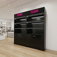 Vitrine de présentation de luxe personnalisée en acier inoxydable blanc avec éclairage LED, écologique, recyclable, moderne, pour bijouterie