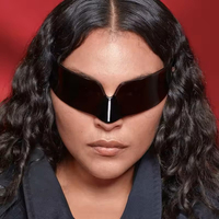 Lunettes de soleil sportives futuristes surdimensionnées sans monture Y2K 2026 pour rockers, festivalistes et artistes – Masque cyberpunk monobloc U400