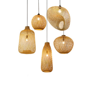 Lustre en bambou tissé fait main par l'usine Guyue Lighting, source de lumière LED, 1 source lumineuse pour salon, chambre à coucher, bureau - Product Image 5