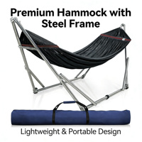 Hamac double de style décontracté moderne avec support inclus, mobilier d'extérieur pliable en toile de coton et matériau PC, capacité de charge de 150 kg, pour tous.