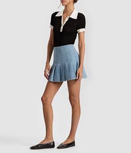 Jupe crayon en denim délavé vintage avec détails boutonnés pour l'automne/hiver/printemps, jupe décontractée - Product Image 5