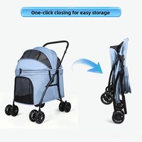 Poussette pliable légère à double couche et quatre roues pour chiens et chats de petite et moyenne taille, chariot de promenade extérieur