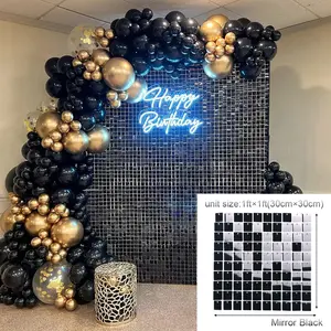 Iridescent Party Sequin Backdrop Glitter Shimmer Square Sequin Backdrop for Panel Wall Wedding Baby Shower Birthday Decor