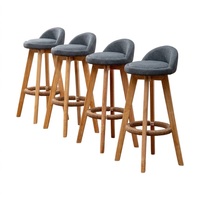 Chaise de bar en cuir nordique avec base pivotante à 360° antidérapante, surface facile à nettoyer, tabouret de comptoir avec repose-pieds tressé