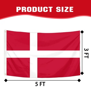 Bandera Personalizada de Fábrica para Exteriores, de Una o Dos Caras, 90x150cm, Bandera Nacional de Dinamarca, Dannebrog, Cruz Nórdica, Poliéster 100D - Product Image 3