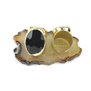 CH-GMR0005 خاتم حجر دروزي طبيعي غير منتظم طبيعي شفاف خاتم ساحر دروزي مجوهرات عصرية خاتم قابل للتعديل بالجملة - Product Image 6