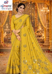 Sari en coton Ajmera imprimé, élégant et traditionnel, doux, stylé, ethnique, pour les fêtes, séchage rapide, collection pour femmes - Product Image 4
