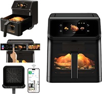Freidora de Aire Digital Inteligente de 6.5L con Pantalla Táctil TFT de 4.3 Pulgadas, Recetas Integradas, Horno Eléctrico Digital a Color para Uso Doméstico
