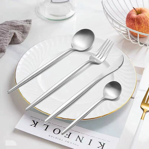 European Style <b>Silver</b> Tableware <b>Set</b> 304 Stainless Steel Thick Portuguese Knife Fork Spoon for Home Restaurant Party Flatware - Product Image 1