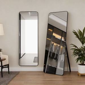 Miroir sur pied double usage pleine longueur avec cadre noir pour usage résidentiel et commercial - Product Image 1