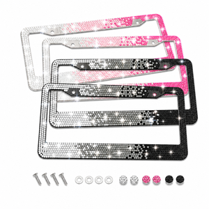 Marco de Matrícula de Cristal Brillante, Cubierta de Matrícula de Diamantes de Lujo, Soporte de Matrícula Resistente a la Oxidación, Paquete de 2, Ajuste Universal - Product Image 1