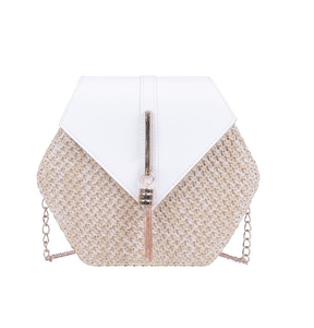 2025 nuova moda borsa a tracolla da donna a spalla singola colore puro con cerniera a catena intrecciata in <span class=keywords><strong>paglia</strong></span> di <span class=keywords><strong>lino</strong></span> abbina tutti gli stili - Product Image 1