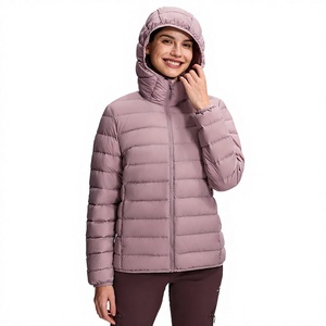 Women's <b>Winter</b> Quilted Puffer <b>Jacket</b> With Hood Full Sleeve Polyester Warm Coat Solid Color Zipper Closure - Product Image 1