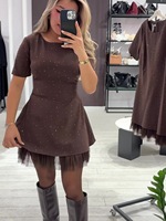 Robe Femme Chic à Col Rond et Manches Courtes, Coupe Ajustée, Bordure Dentelle, Nouvelle Collection Été 2026 – Vente en Gros pour Boutiques
