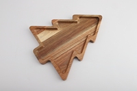 Plateau de service en bois d'acacia naturel, style américain, élégant, forme irrégulière, écologique, motif uni, directement de l'usine
