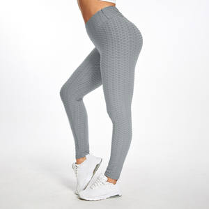 ハイウエスト弾性閉鎖ヨガパンツソリッドパターンバブルレギンススポーツ用ビッグバットフィットネスギア - Product Image 5