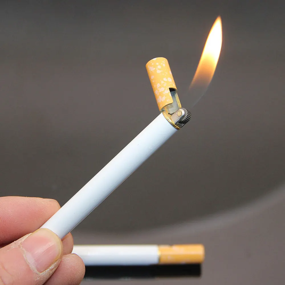 Encendedor en forma de cigarrillo Personalidad creativa Nueva rueda de molienda creativa única Encendedor de llama abierta