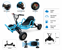 Kart à essence tout-terrain durable de style 4x4 avec système de frein à disque arrière pour compétition sur piste