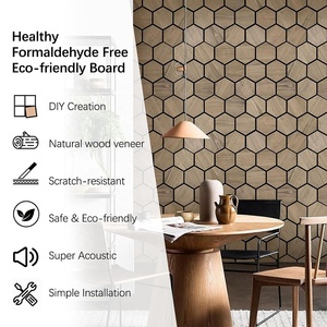 Pannelli Acustici Moderni ed Ecologici in Poliestere con Finitura in Impiallacciatura di Legno, Pannelli Fonoassorbenti per Scuole e Case - Product Image 4