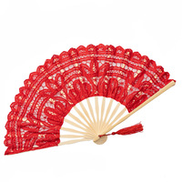 Éventail pliant en bambou fait main de 27 cm, double couche, style européen vintage, brodé, pour la danse