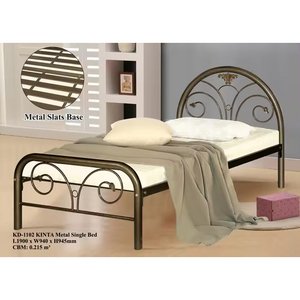 การออกแบบเตียงทองโบราณขนาดเดียวคุณภาพระดับพรีเมียม KD-1102 เตียงเดี่ยวโลหะพร้อมหัวเตียง - Product Image 1