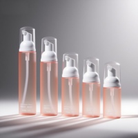 Bouteille à pompe en plastique transparente personnalisée de 40 ml, 50 ml, 60 ml, pour cosmétiques, nettoyant facial, mousse, bouteilles de mousse