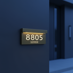 ป้าย<span class=keywords><strong>เลข</strong></span>ที่บ้านโลหะ 3 มิติ แบบกำหนดเอง ป้าย<span class=keywords><strong>เลข</strong></span>บ้านเรืองแสง ตกแต่งภายนอกอาคาร ผิวไทเทเนียมขัดเงา ติดผนัง สำหรับโรงแรม - Product Image 3