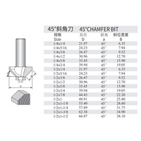 Fraise à chanfreiner en carbure de tungstène pour bois, pour routeur CNC, 45 degrés, OEM, 2 dents, 55HRC, fraisage en montée, 10mm