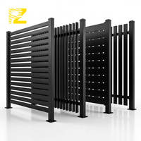 Panneau de clôture extérieur en aluminium pour jardin, piscine, cour, revêtement poudré noir, lames horizontales, taille personnalisée