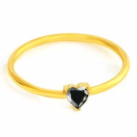 Perhiasan Fashion Cincin Baja Tahan Karat 316L Berlapis Emas 18K PVD Cincin Wanita Batu Zirkon Bentuk Hati yang Indah Tidak Luntur untuk Hadiah