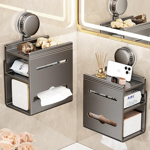 Porte-rouleau de papier toilette Blue Vine gris anthracite à fixation murale sans perçage, support de rangement rectangulaire multifonctionnel pour papier - Product Image 3