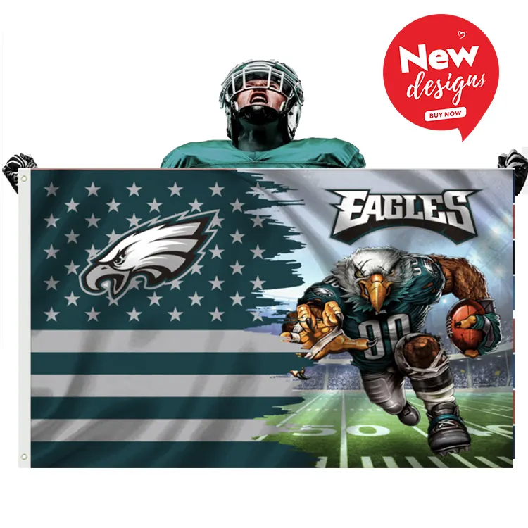 3X5FT 100D Polyester NFL đội bóng đá mỹ Philadelphia Đại Bàng Kelly màu xanh lá cây fan hâm mộ cờ