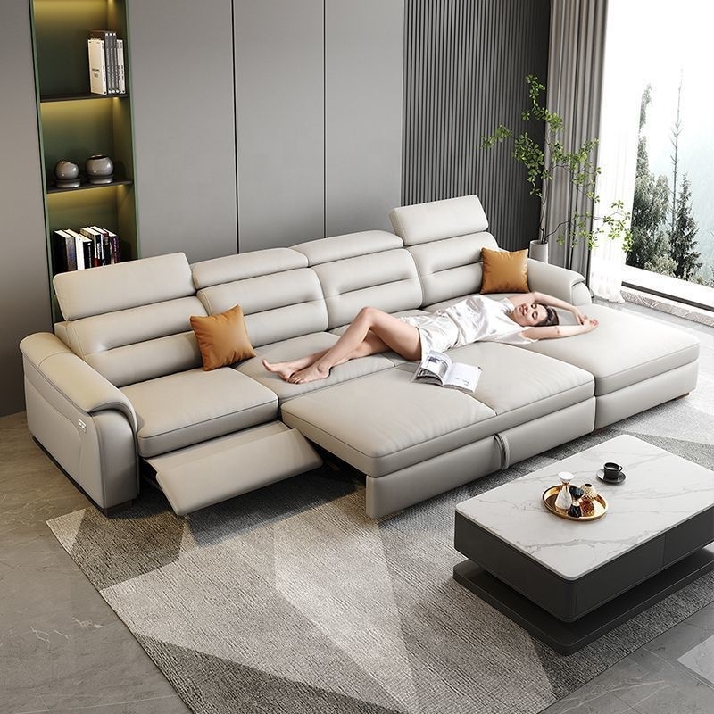 家具 Leather sofa cum bed Leather Sofa Cum Bed Furniture - Stylish & Versatile