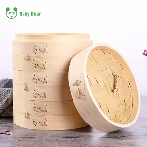 Custom 10-30cm Wholesale Chinese Bun Sum Dumpling Baskets Steamer Bamboo For Delicious Food