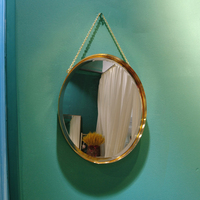 Objets décoratifs suspendus, miroir mural rond en verre doré, décoration murale, miroir incurvé avec taille personnalisable