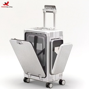 Front Opening Luggage Aluminium Frame <b>Suitcase</b> with Charging Port Lightweight Travel Trolley Case RTS Bulk Mixed Order - Product Image 1