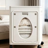Boîte de rangement pliable pour vêtements saisonniers et couvertures, grande capacité, en PP, forme goutte d'eau, avec couvercle rabattable anti-poussière pour la maison