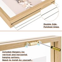 Cadre Photo rustique en verre Double cadre flottant 5x7 pour tenture murale ou table debout pour cadre de feuilles naturelles