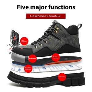 Chaussures de sécurité montantes pour hommes, à semelle épaisse, pour le travail extérieur, anti-choc, anti-perforation, anti-brûlure, antidérapantes - Product Image 3